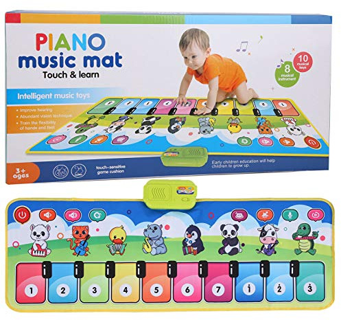 Musikalische Klavier-Spielmatte, interaktiver Lernspielzeug-Teppich für Kinder, Kleinkinder, Kinder, 110 x 36 cm, Stoff, Baby-