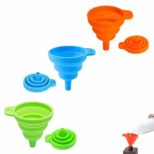 Juego de 3 Embudos Plegables Embudo Plegable de Silicona para cocina | Portátil Colapsable Embudo para Transferencia de Líquido(Mediano)