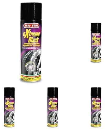 Ma-Fra, Extreme Black, Nero Gomme Spray Ultra Brillante con Effetto Bagnato a Lunga Durata, Previene Screpolature, Resistente a Pioggia e Lavaggi Frequenti, Dona Effetto Supersportivo, Formato 500ml
