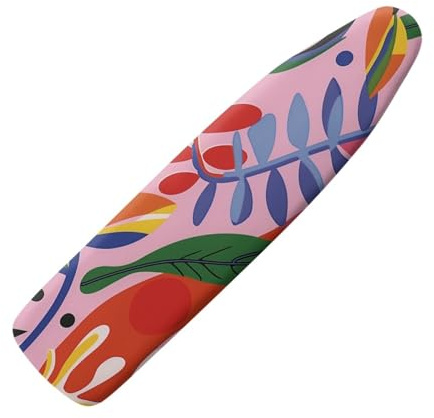 Copriasse da Stiro Universale 120x40 Modelli Colorati Resistente al Calore - Cordoncino di Fissaggio e Stretch-System - per Tutte Le Assi da Stiro, Facile da Cambiare