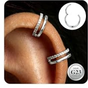 Adramata 2Pcs G23 Titan Helix Piercings Hypoallergen Conch Piercing Ring Klappbarer Septum Nasenpiercing Klein Ohrringe Creolen Gold/Silber Cartilage Rook Daith Tragus Piercing Ohr