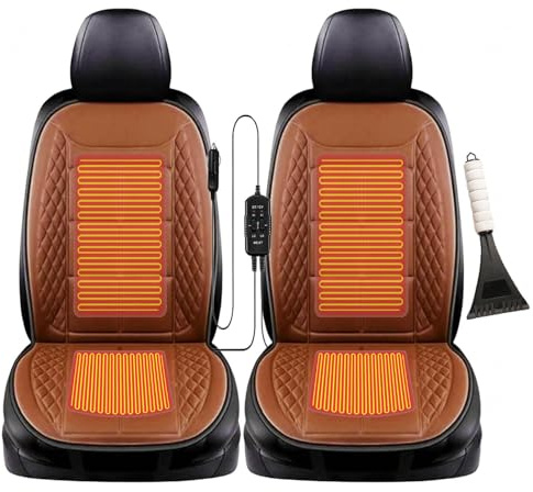 Super caldo 𝐬𝐞𝐝𝐢𝐥𝐢 𝐫𝐢𝐬𝐜𝐚𝐥𝐝𝐚𝐭𝐢 𝐩𝐞𝐫 𝐚𝐮𝐭𝐨, Viene Fornito Con Una Pala Da Neve, Cuscino Ergonomico Adatto a vari modelli di auto,brown-two-seater