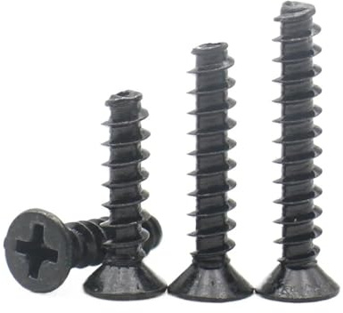 50-200 piezas de acero al carbono negro M1.4 .7 M2 .2 .3 .5 .6 M3 M4 Mini tornillo cabeza avellanada con ranura en cruz Tornillo autorroscante(12mm,M2.6 (100PCS))