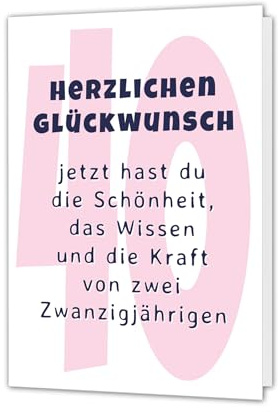 PICTALOO Geburtstagskarte 40. Geburtstag Frau „2x 20 Jahre“ – Lustige Glückwunschkarte für Freundin, Schwester & Kollegin zum Ehrentag – Premium Klappkarte inkl. Umschlag – Happy Birthday Karte