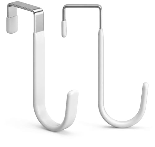 LUCTHY Over Door Hanger 2 Pack, White Metal Coat Hook, Heavy Duty