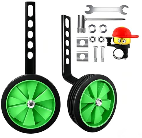 KQWVZ Fahrrad Stützräder, Stützräder Für Kinderfahrrad, StützräderFahrrad, Hilfsräder Für Kinder, Bike Training Räder, Stützräders Für 12,14,16,18,20 Zoll Singlespeed Fahrrad (Grün)