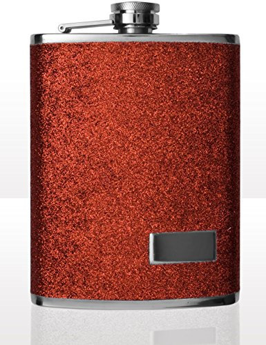 OUTDOOR SAXX Edelstahl Flachmann, Glitzer Design Rot, 240ml, in Geschenkbox