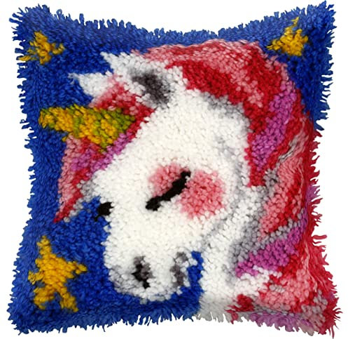 Orchidea - Knüpfkissenpackung mit Knüpfhaken - Einhorn - Bedruckte Stramin - 4.5 Count - Für Erwachsene - 30.4080