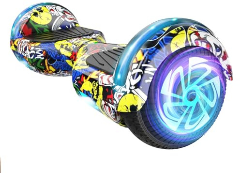 Hoverboard 6.5 Pouces Overboard, Hover Board Gyropode Tout-Terrain, Bluetooth och LED självstyrelse för självstudier för barn och vuxna