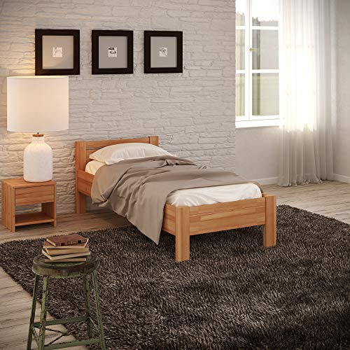 KROKWOOD SiSi Senior Bed - Durable and Stable Solid Beech Wooden Bed Frame (European Small Double) 120 x 200 cm