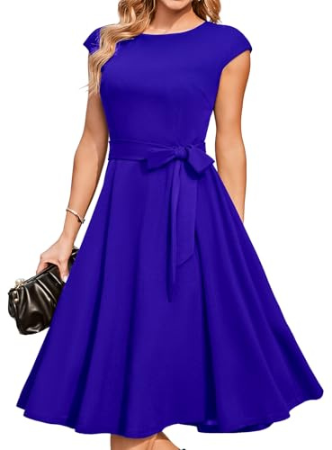 DRESSTELLS Cocktailkleid Damen Festliche Kleider 1950er Knielang Rockabilly Hochzeitkleid Swing Partykleid Vintage Petticoat Kleid
