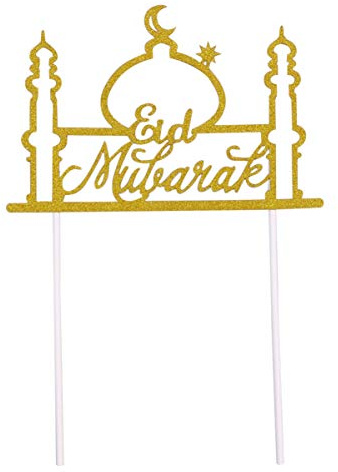 TOYANDONA 1Pc Eid Mubarak Kuchen Topper Gold Glitter Cupcake Picks Ramadan Kareem Party Dekoration Eid Festival Kuchen Dekoration