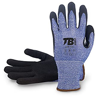 TB Guante de Trabajo TB 413RF TFLN | Guante de Protección Abrasión Piezas Cortantes. Soporte HDPC, Fibra de Vidrio, Recubrimiento Nitrilo. Color Azul (1, 9)