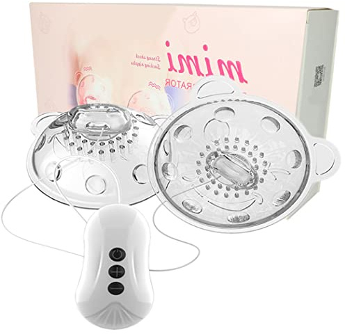 Silikon Brust Vibratoren Frau, Leistungsstarker Nippelsauger Vibrator Mit 360° Rotations Stimulation Brustsauger, Fernbedienung Saugnippel Brustpumpe Saugglocke Mit 10 Vibrationsmodi, USB,Clear