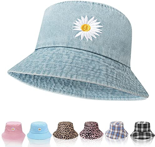 Keho Bucket Hats Women - Reversible Cotton Summer Beach Sun Hats Foldable Fisherman Hat for Travel Beach Hiking UK