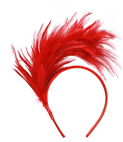 MWOOT Damen Feder Haarreif,Feder Haarschmuck, 1920er Motto Party Kostüm Feder Kopfschmuck Fascinator, Feder Haarteil Accessoire für Karneval Regenbogen Verkleidungsfest Faschingskostüm