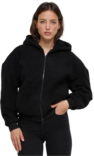 Urban Classics Ladies Oversized Sherpa Zip Hoody Sweatshirt à Capuche, Black, XS Femme