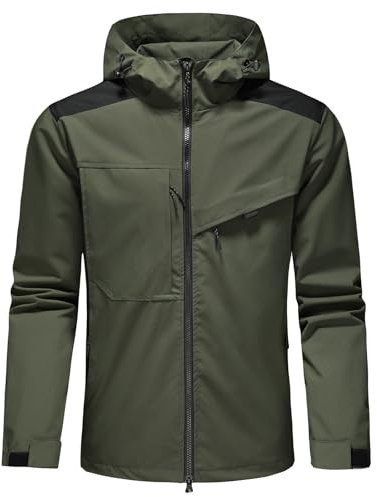 KUDORO Mens Waterproof Jackets Windproof Casual Lightweight Packable Jackets Outdoor Mountain Windbreaker Raincoats for Men with Hood