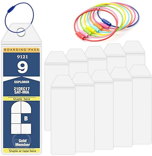 Swpeet 20 etiquetas transparentes para equipaje de crucero, esenciales de viaje con trabillas de acero, soportes de etiquetas de equipaje Royal Caribbean para todos los barcos Royal Caribbean y