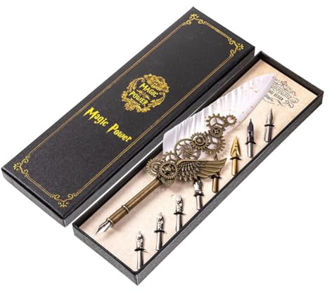 Katutude Plume Calligraphie, Stylo Dip à Plume Ensemble Plume à Encre Set de Calligraphie Stylos Plume de Calligraphie Encre Set Vintage Boîte Cadeau Set de Calligraphie Antique pour Ecriture Cadeau