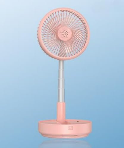 Foldable multifunctional desk fan, 7200mAh large rechargeable battery, adjustable outdoor floor fan, USB fan, 4-speed natural wind, bedroom, camping, office very quiet。 (Pink)