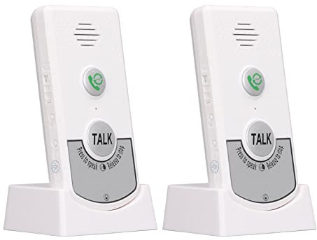 Sistema de timbre de voz inalámbrico de 2 vías, volumen ajustable, portátil, intercomunicador, puerta inalámbrica, adecuado para la seguridad del hogar, hospital, aula (blanco)