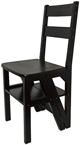 Klappleiter aus Holz, multifunktional, für Zuhause, Kletterleiter, 4 Stufen, Schwarz