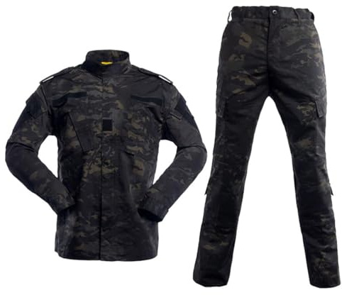 Oanviso Herren 2 Teilig Windjacke Tactical Übergangsjacke Combat Regenjacke Taktische Tarnung Cargo Hose Warm Winter Uniform Set Militär Anzug Männer Outdoor Jagdbekleidung