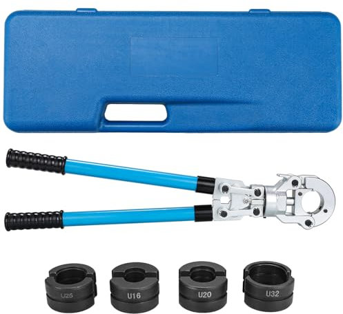 TLSUNNY Alicates Prensadores de Tuberías U Manual,16-20-25-32 mm, 360°maquina multicapa, Prensa Multicapa,Mango Extensible, para Tubo PPR-,PEX-,PB-,PE-,PAP-Rohren,Aluminio-Plástico