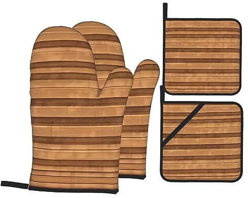 Lot de 4 gants de cuisine originaux en bois - Résistants à des températures élevées de 260 °C - Pour barbecue et four