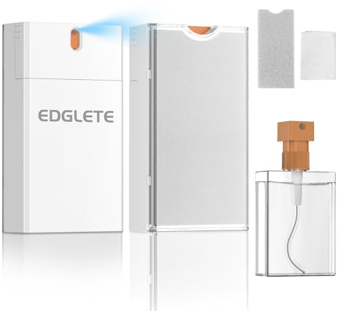 Edglete Kit de Limpia Pantallas Ordenador, Limpiador de Pantallas, para Teléfono, Portátil, iPad, Tablet, Monitor, TV y Dispositivo Electrónico, Spray Recargable de 60 ml y Paño de Microfibra, Blanco