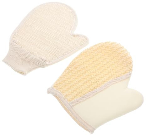 Ipetboom Peeling Duschhandschuhe 2 Stück Sisal Waschhandschuhe Größem Naturfarben Mit Baumwollmischung Für Körperpeeling Spa Dusche Vollflächig Schützend