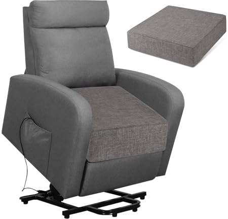 FlyGulls Recliner Cushions for Elderly 20x20x5 Extra Large Seat Cushion for Couch Armchair Wicker Chairs Square Chair Cushions with Non-Slip Backing and Textured Washable Cover Light Grey