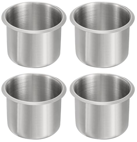 sourcing map 4 Pcs 201 Stainless Steel Drop-in Cup, 2.28 x 3.2 Drink Can Holder Poker Table Cup Holder Insert for Sofa Boat Car Marine, Silver