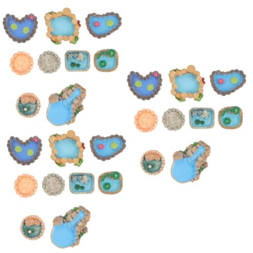 Toddmomy 3 Juegos De Accesorios De Decoración De Paisaje De Resina para Mini Piscina Decoración De Jardín En Miniatura Fácil De Montar Escena Acuática 9 Piezas X 3