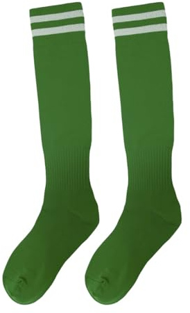 Calcetines hasta la Rodilla, Calcetines con Rayas para Hombre Mujer Niños, Medias Colegio y Fútbol, Disfraces, Colores Blanco, Negro, Azul, Verde, Rojo, (FR/ES, Números, 33, 36, 1, Verde)