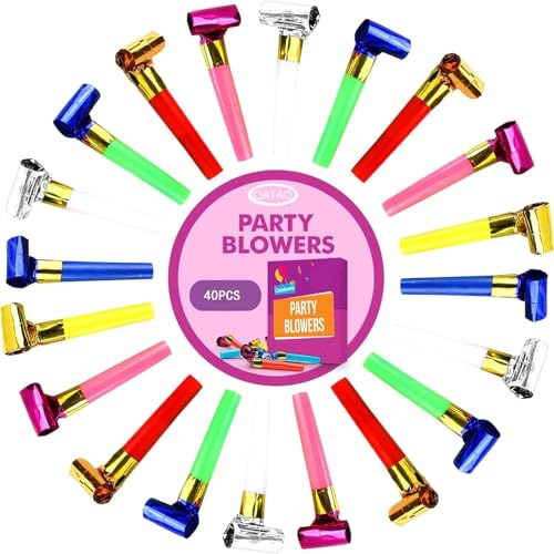 40pcs Small Party Blowers,Colourful Noisemakers Party Blowouts Squawkers Fringed Noise Maker,Birthday Noisemakers Birthday Blow Horns Party Whistles