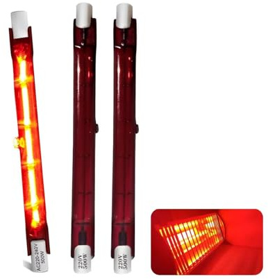 500W Infrarotlampe 118mm, 230V R7S Infrarot Heizlampe, Infrarot Halogenstab Dimmbar kein Flimmern, 500W Terrasse Heizung Lampe Wärmelampe für Heatmaster U3, 500LM, Rot Quarz Halogen Lampe, 3 Stück