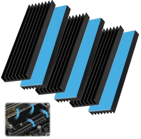 M.2 SSD Heatsink Kit 6 Pack, Aluminum Heatsink Cooling Conductive Adhesive Tape Fin with Thermal Adhesive Tape for M.2 SSD, 70x22x6mm Radiator for Cooling, Fit for Slim Installation,Black