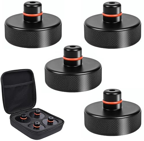 4 Piezas Almohadilla elevación para Tesla Model 3/Y/S/X, Universal Jack Pad de Goma para Gato de Ruedas, con Estuche de Almacenamiento, protección de Accesorios para vehículos