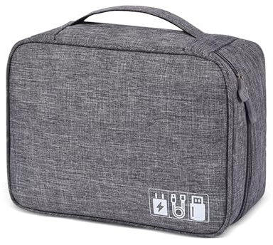 Travel Cable Organiser Bag, Electronics Accessories Storage Case, Portable Cable Organizer Case, Electronic Organizer for Charging Cables Flash Drive Power Bank USB(Grey)