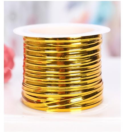 Pmnzdy 15 metros/rollos de cinta metálica de colores Twist Ties para atar lazos metálicos Twist Ties para bridas de alambre para bolsas de dulces, bolsas de café, hornear, regalo, dorado