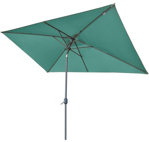 Grand parasol de terrasse rectangulaire avec manivelle et fonction d'inclinaison, pare-soleil portable pour table de jardin, terrasse, plage, auvent vert 3 x 2 m