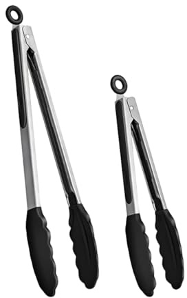 Pinza da cucina, 2 pezzi, in acciaio , resistente al calore, per arrosti, cucina, buffet, feste, campeggio, insalata, barbecue