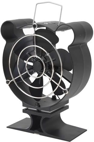 Pyhodi 6 Pale Ventola per Stufa in Legno, Ventola Alimentato a Calore da 1000-1500 Giri/Min con Copertura Protettiva Migliore Circolazione dell'Aria Calda, Non Elettrico, per Le