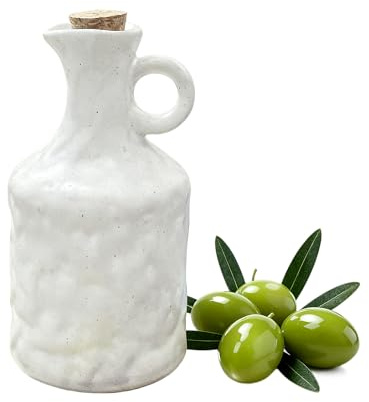 Ceramic Olive Oil Dispenser with Cork Stopper, 13.5 Oz Hand - crafted Reactive Glaze Texture Oil Pot, Leak - Proof Small Hole Spout for Kitchen, Ideal for Vinegar, Wine, Soy Sauce, Lemon Juice