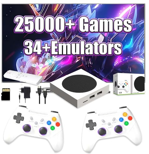 G8 Boîte de jeu rétro pour console de jeu, plus de 25 000 jeux, 34 émulateurs, Android et 3D, sortie HD 4K, WiFi 2,4 + 5,8 G et BT5.4, console de jeu vidéo portable avec double manette sans fil (128