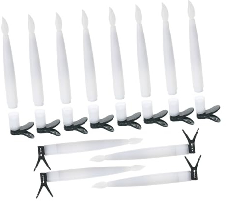 STOBAZA 12 Set Candele LED Natalizie con Clip e Ganci Candele Decorazione Albero di Natale con Luce Calda Opaca Kit Completo Riutilizzabile per Feste di Natale e Halloween Pendenti