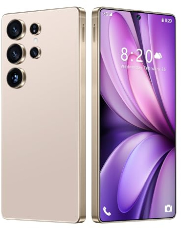 Smartphone S25 Ultra Débloqué Sans SIM, Android 14, Écran 7,3, 16Go 1To, Batterie 8000mAh, Appareil Photo 72 Mpx 108 Mpx, Double SIM 5G, Reconnaissance D'empreintes Digitales GPS,Desert Gold-7.3 Inch
