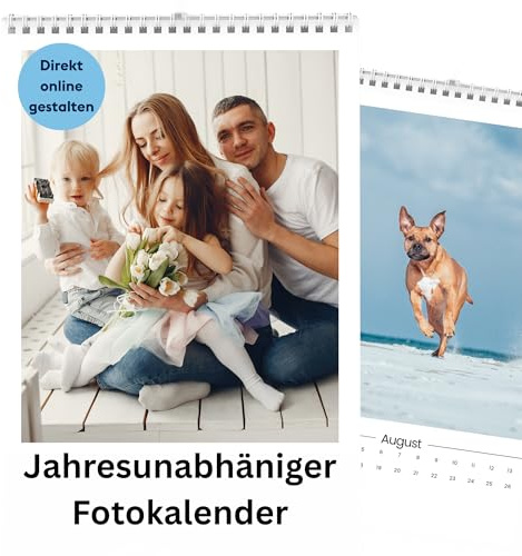 Fotokalender online gestalten I Mit eigenen Fotos selbstgestalten I Personalisierter Wandkalender A4 jahresunabhängig I Startmonat frei wählbar